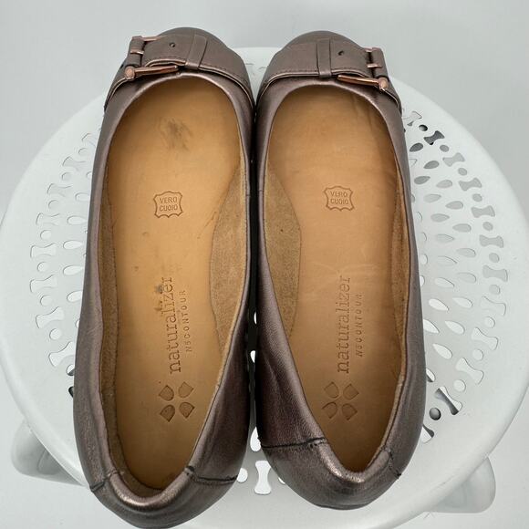 Naturalizer Bayberry ballet flats shoes rose gold leather buckle slip on size 7 - Picture 7 of 9